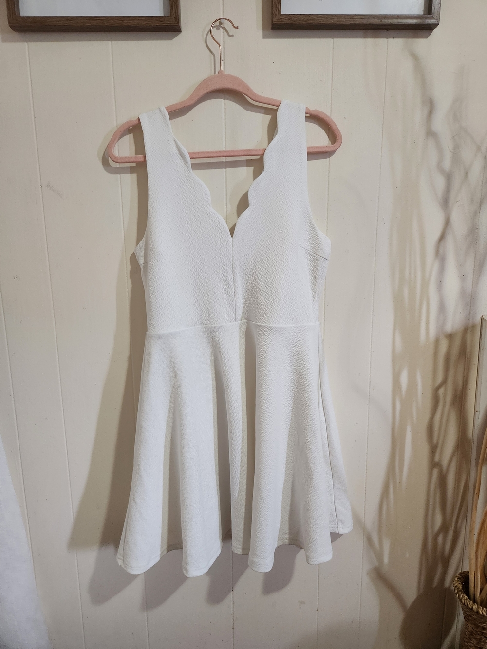 Twik White Scalloped V-Neck Fit & Flare Dress